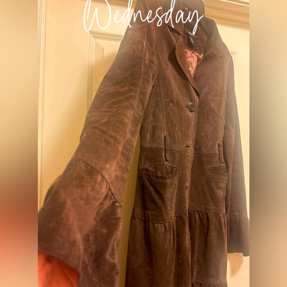 Brown 100% Suede Bell Sleeved Arden B Coat - Picture 7 of 9
